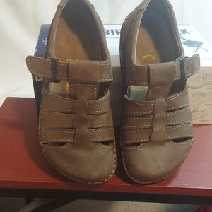 Birkenstock Brown Suede Flats with Velcro Straps